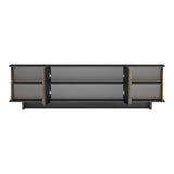 Comoda Tv Zafore, nucului cu blat din marmura, neagra, 180x33x50 cm