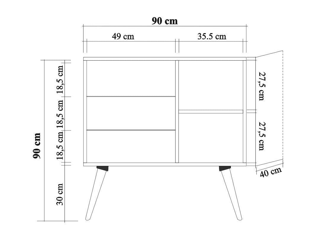 Comoda Verybox - Dresser 4, Sonoma, 90x40x90 cm