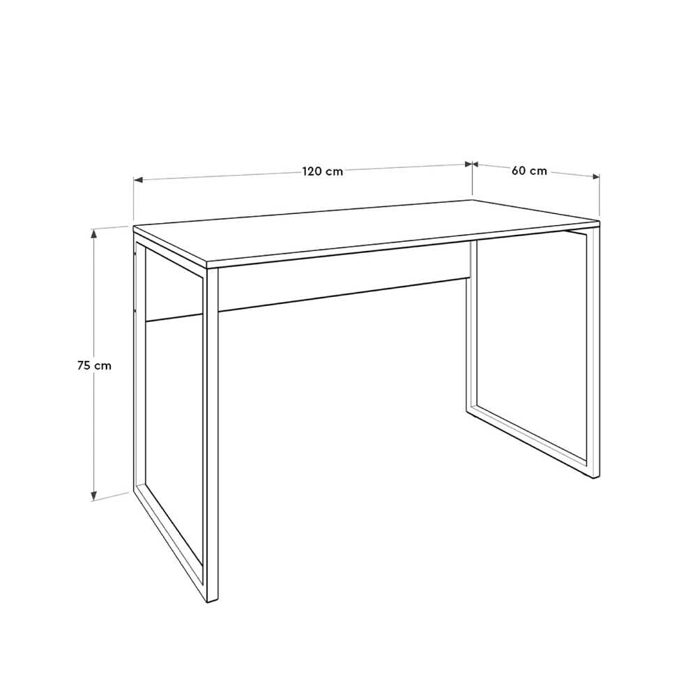 Birou Adore Connect cu picior metalic, 120x60x75 cm - Alb