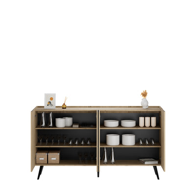 Consola Adore Luna cu 4 usi, Stejar, 180x100x43 cm, imagine suplimentara