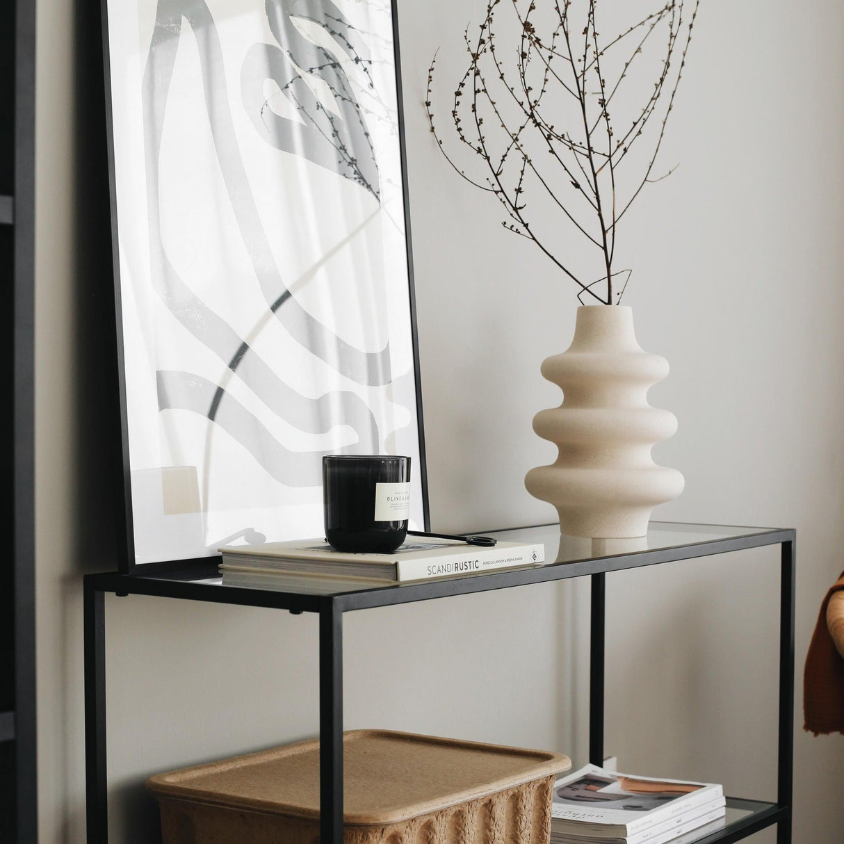 Consola Aida D100, Negru, 30x85x100 cm