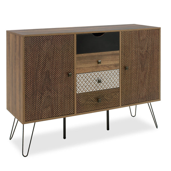 Consolă Boho cu patru sertare, nuc, 122x40x86 cm