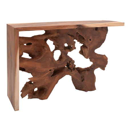 Consolă cu design natural Jako, Lemn Teak, 120x40x80 cm