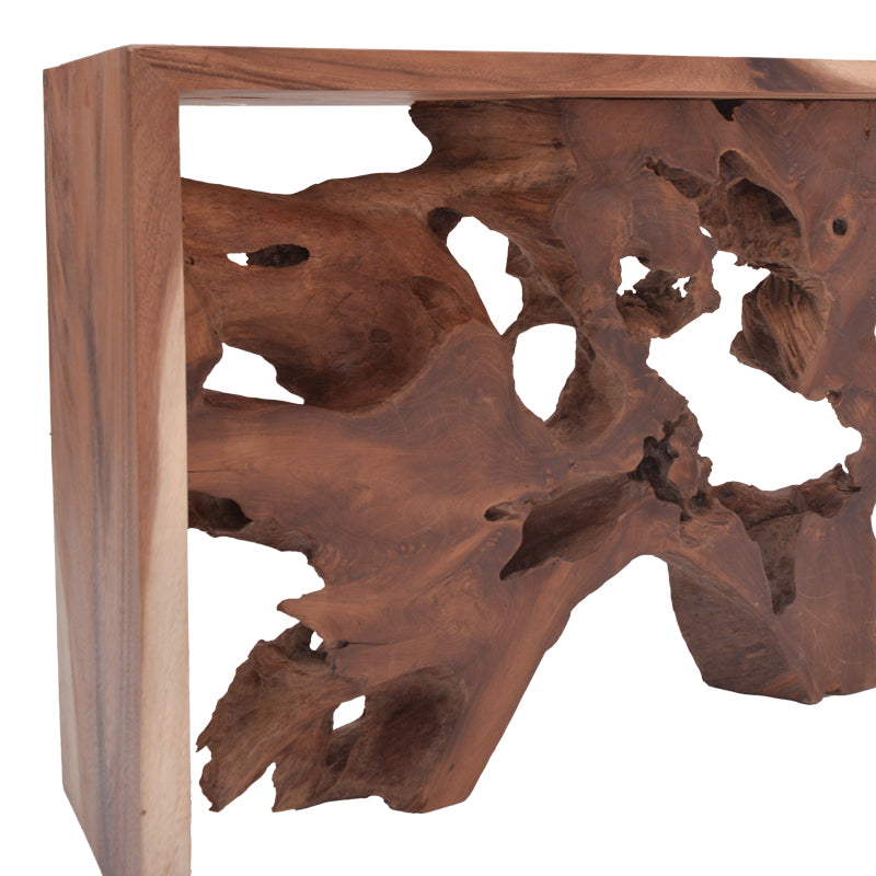 Consolă cu design natural Jako, Lemn Teak, 120x40x80 cm