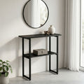 Consolă cu efect de marmură Solain, stil modern, metal negru, 79x29x85cm