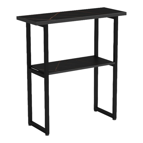 Consolă cu efect de marmură Solain, stil modern, metal, negru, 79x29x85 cm