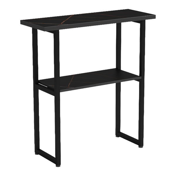 Consolă cu efect de marmură Solain, stil modern, metal, negru, 79x29x85 cm