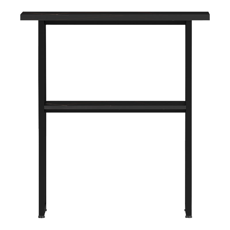 Consolă cu efect de marmură Solain, stil modern, metal, negru, 79x29x85 cm