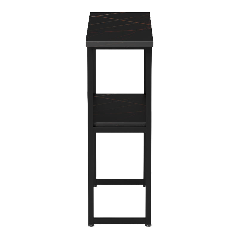 Consolă cu efect de marmură Solain, stil modern, metal, negru, 79x29x85 cm