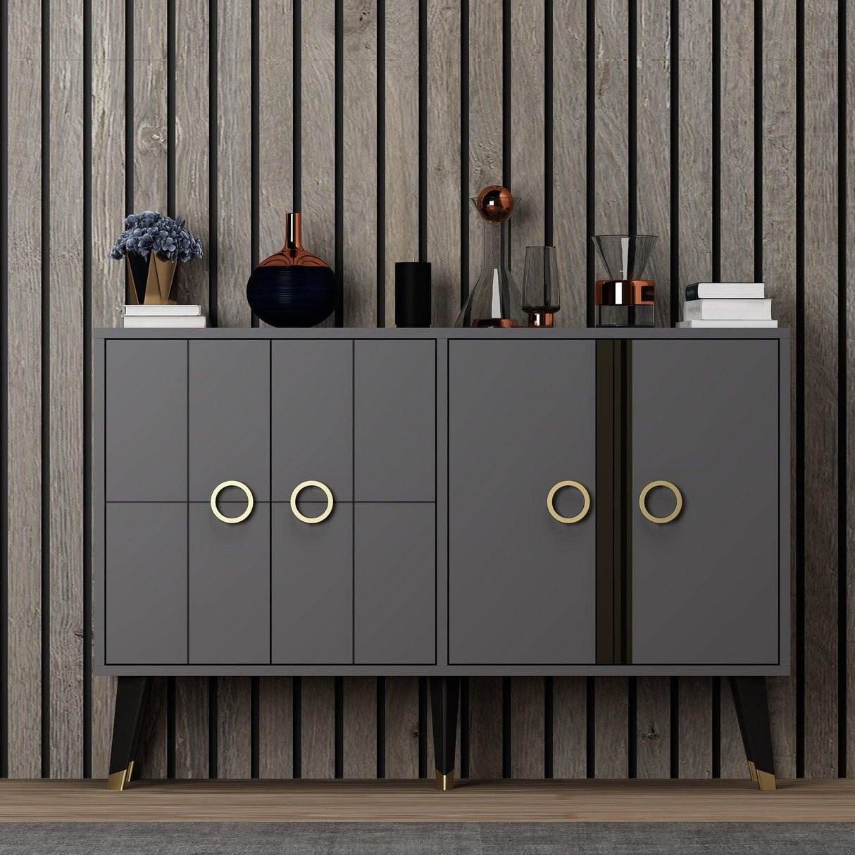 Consolă Eagle - Anthracite, Gri, 80x30x120 cm