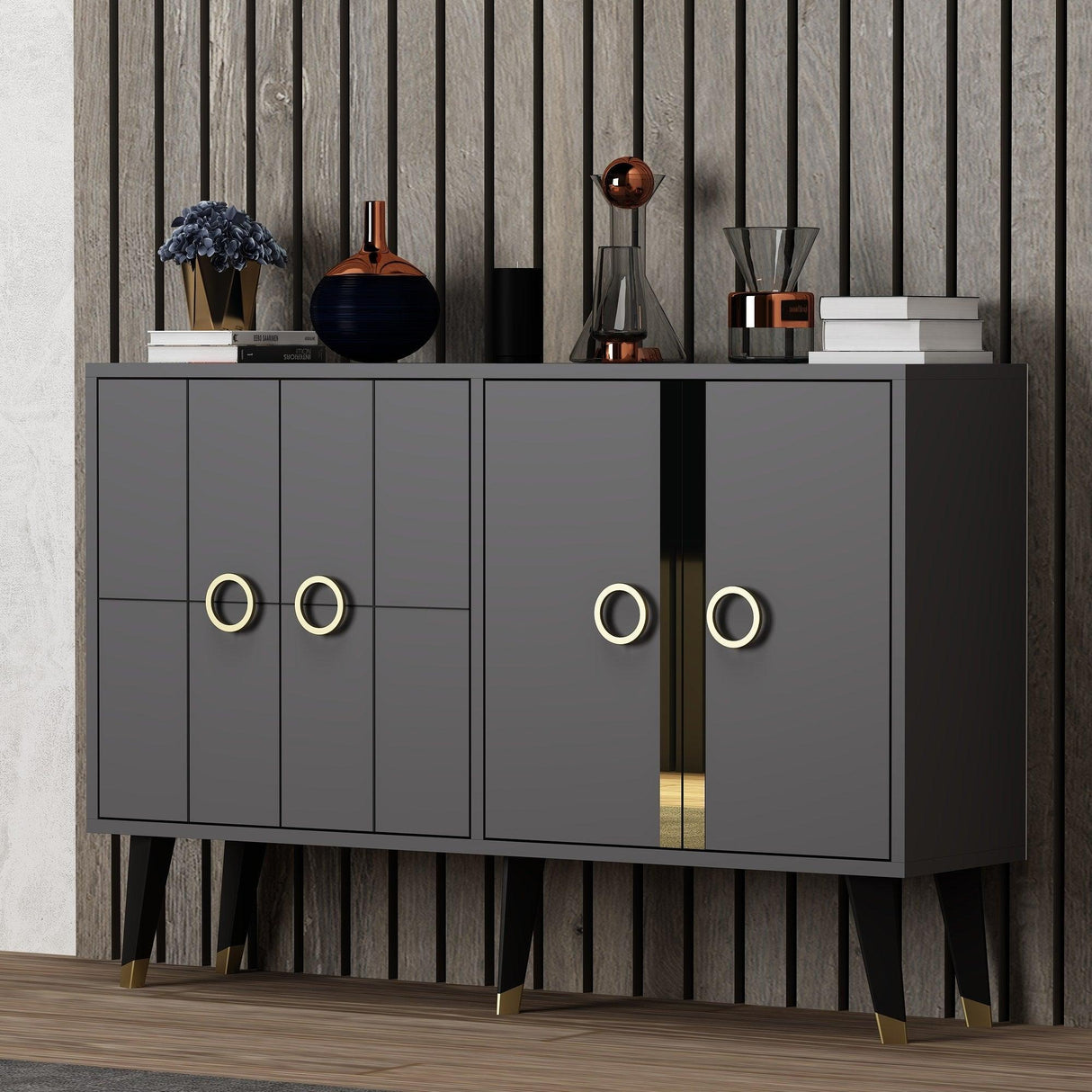 Consolă Eagle - Anthracite, Gri, 80x30x120 cm