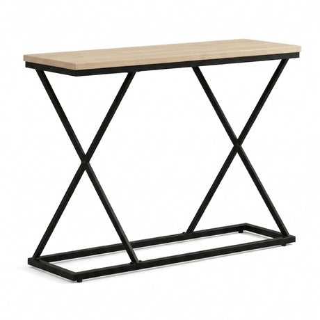 Consola Glimmer, finisaj natural-Negru, metal, 100x30x80 cm