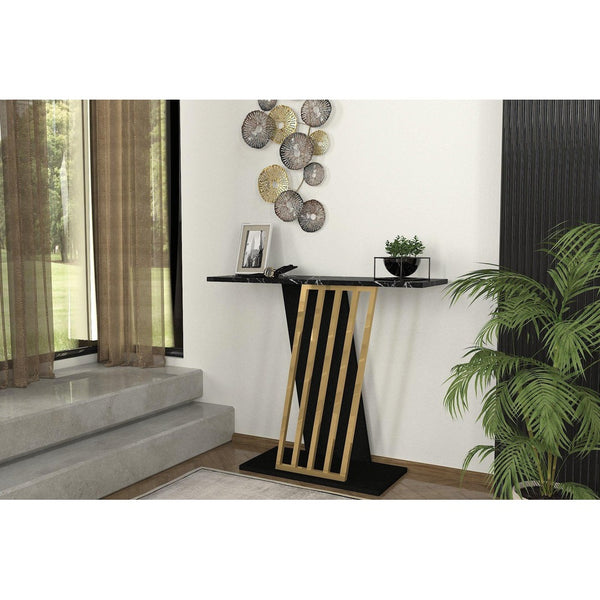 Consola Gravity Negru, Auriu, 90x77x30 cm