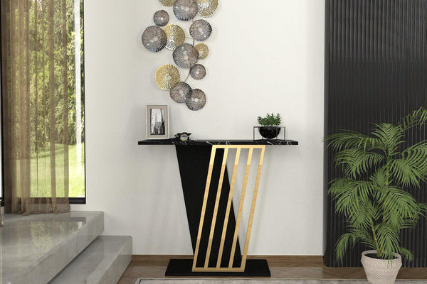 Consola Gravity Negru, Auriu, 90x77x30 cm