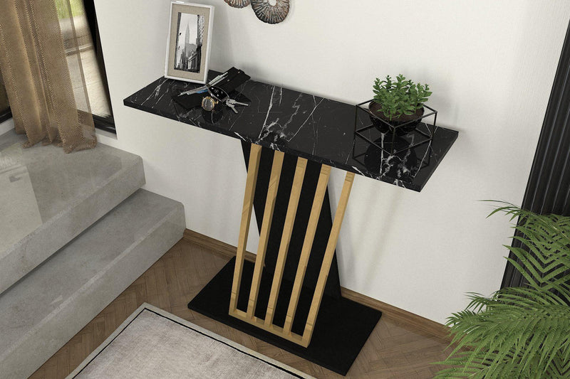 Consola Gravity Negru, Auriu 90x77x30 cm