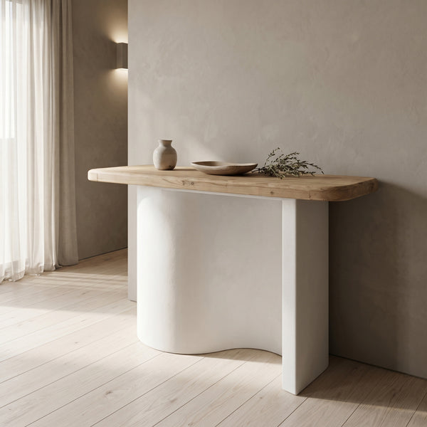 Consola Jeckie, Lemn de brad, Stejar, 120x38x80 cm