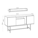 Consola Lelia cu 3 usi cu raft, Stejar, 150 x 80 x 40 cm