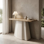 Consola Loberta, Lemn de brad, Natural, 120x38x81 cm