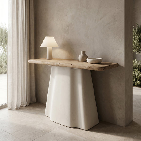 Consola Loberta, Lemn de brad, Natural, 120x38x81 cm
