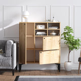 Consola Malmo cu 3 usi si 4 sertare, Stejar, 100 x 125 x 35 cm