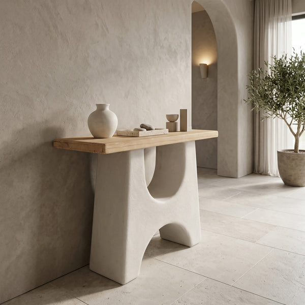 Consola Marila, Lemn de brad, Natural, 100x38x80 cm