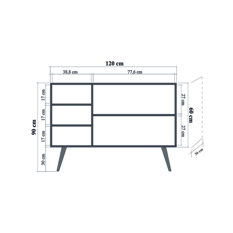 Consolă Mega -  Console 5, Stejar Sonoma, 90x60x120 cm