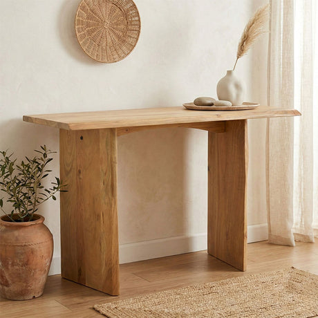 Consolă Mende, Lemn Masiv de Acacia, Natur, 110x50x76 cm