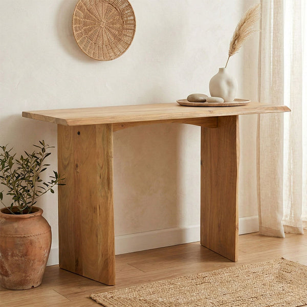 Consolă Mende, Lemn Masiv de Acacia, Natur, 110x50x76 cm