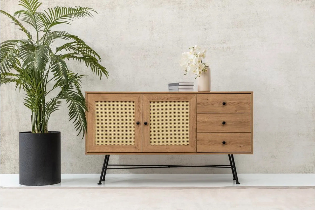 Consola Nala 160 Howard, negru - natural, 160x40 cm - Natural