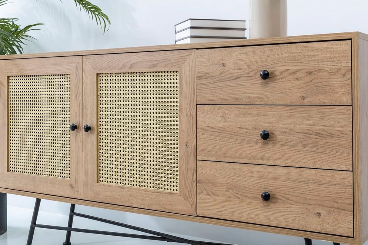 Consola Nala 160 Howard, negru - natural, 160x40 cm - Natural