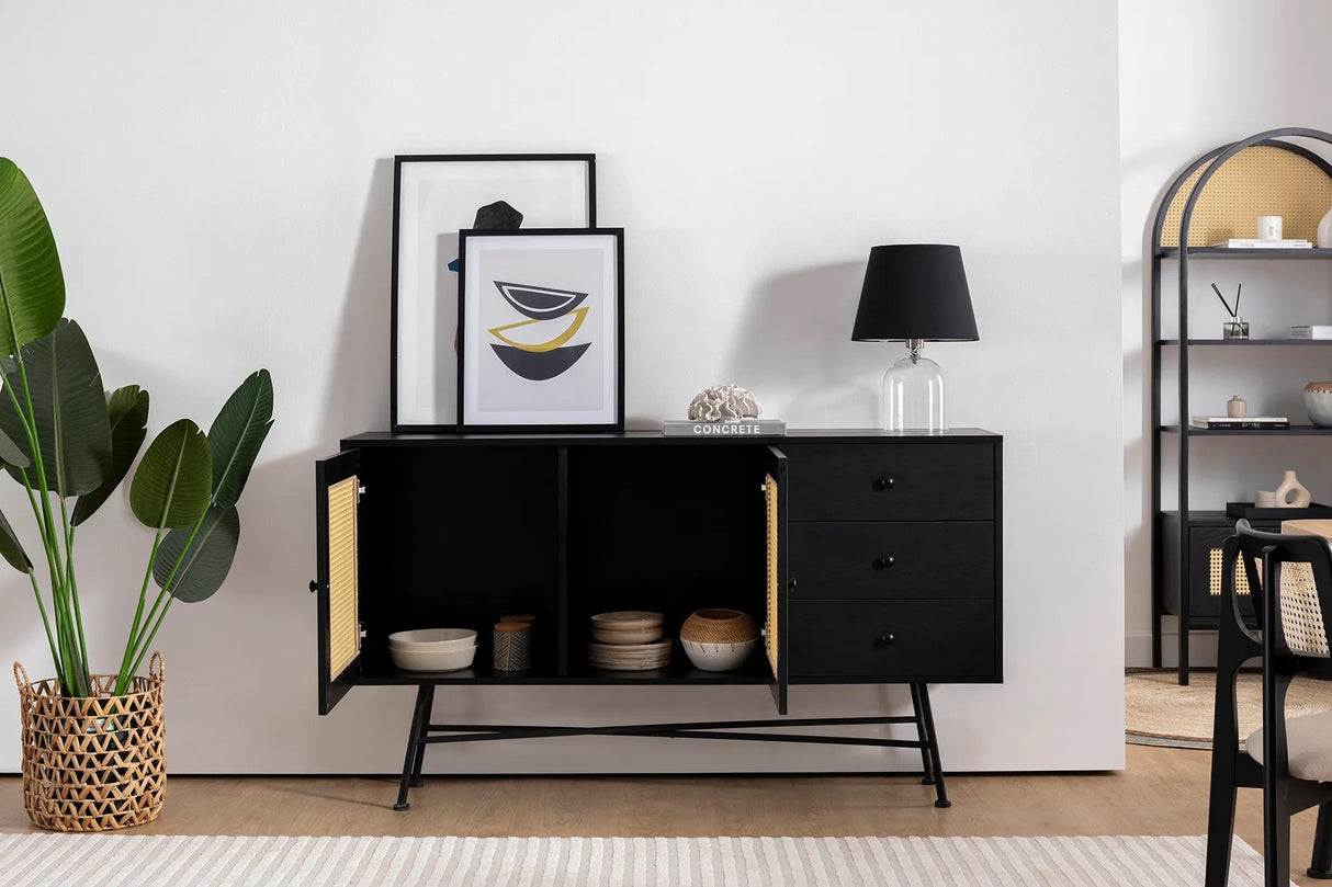 Consola Nala 160 Howard, negru - natural, 160x40 cm - Negru