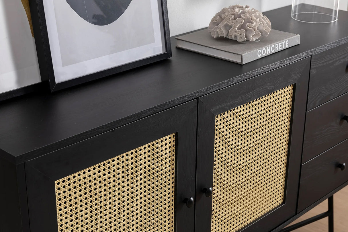 Consola Nala 160 Howard, negru - natural, 160x40 cm - Negru