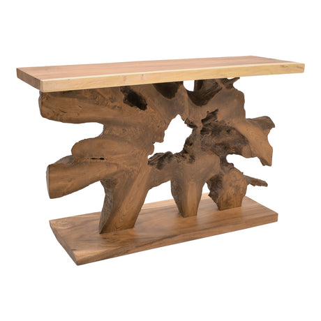 Consolă Nasiol, Lemn Teak, Natur, 120x40x75 cm