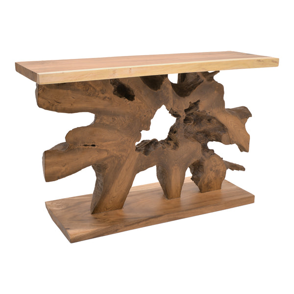 Consolă Nasiol, Lemn Teak, Natur, 120x40x75 cm