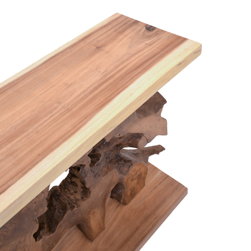 Consolă Nasiol, Lemn Teak, Natur, 120x40x75 cm
