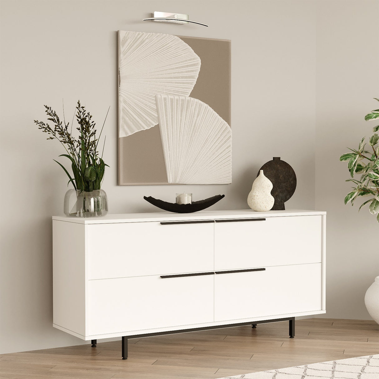 Consola On3 Locelso, nuc - alb, 160x45 cm - Alb