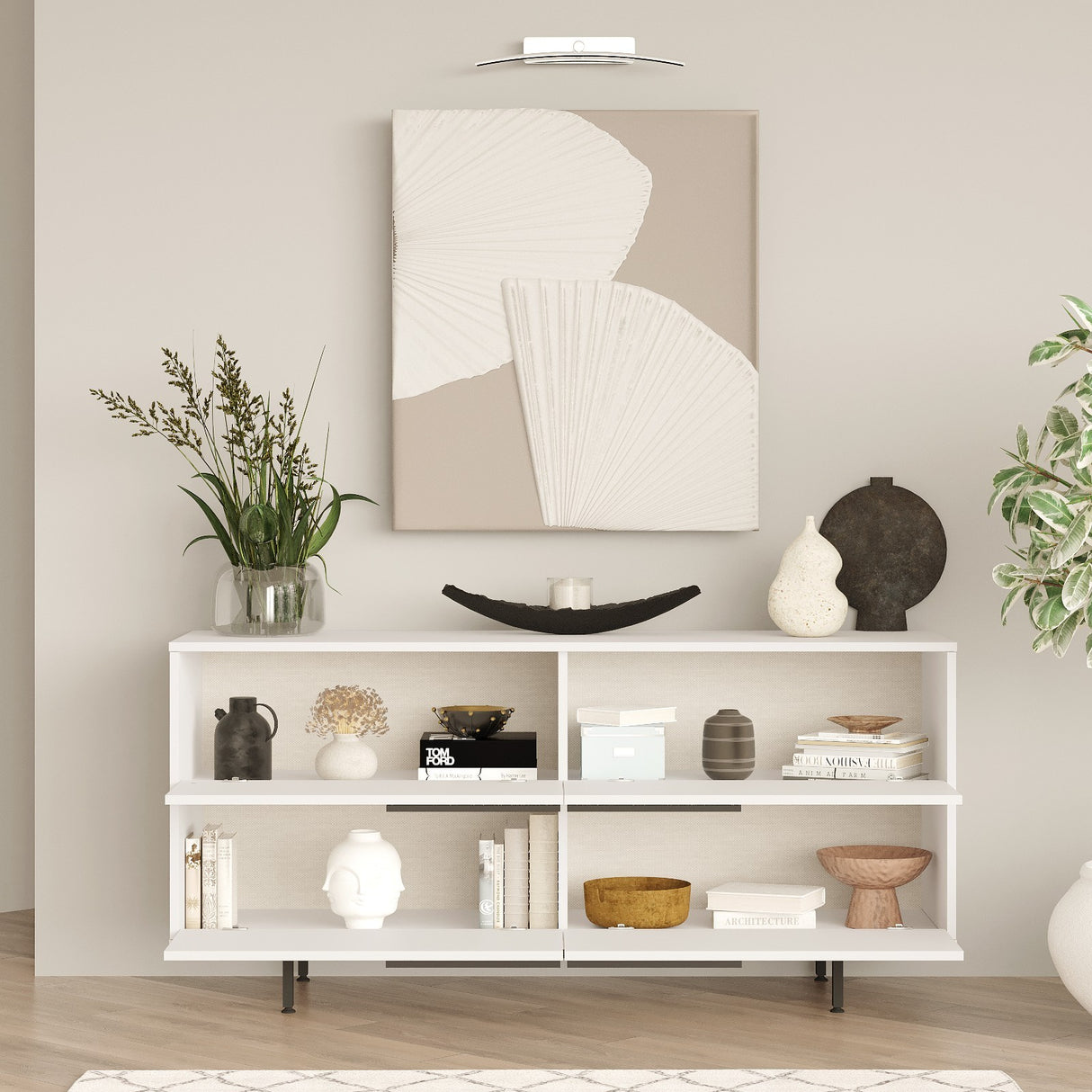 Consola On3 Locelso, nuc - alb, 160x45 cm - Alb