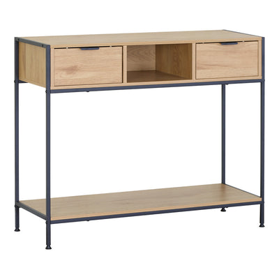 Consolă Regando, Stejar cu metal negru 100x35x80 cm