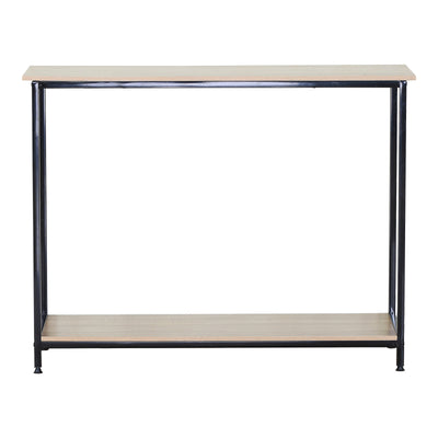 Consola Shima, Stejar-Negru, 106x35x81 cm, Negru-Stejar, vedere frontală, PAL melaminat, metal, pentru locuință