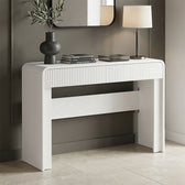 Consola Zaplen din MDF, Alb, 110x38x75 cm, imagine principală, MDF, PAL melaminat, lemn, pentru locuință