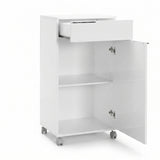 Corp Mobil Adore Diamond, cu usa, sertar si rotile, Alb, 50x100x40 cm