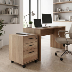 Corp Mobil Adore New York Rollbox Office, 3 Sertare, sertar cu cheie, Natur, 45x63x51 cm