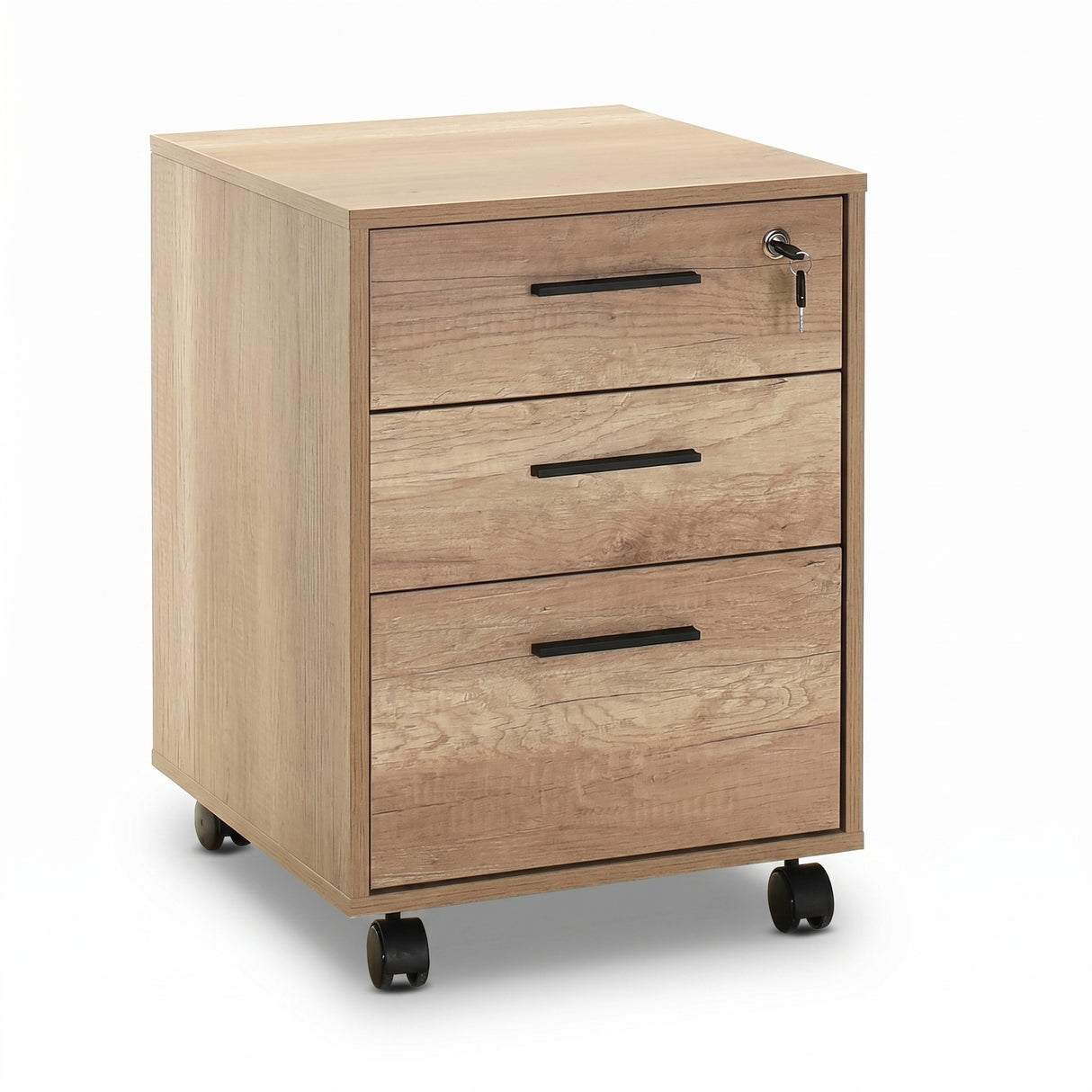 Corp Mobil Adore New York Rollbox Office, 3 Sertare, sertar cu cheie, Natur, 45x63x51 cm