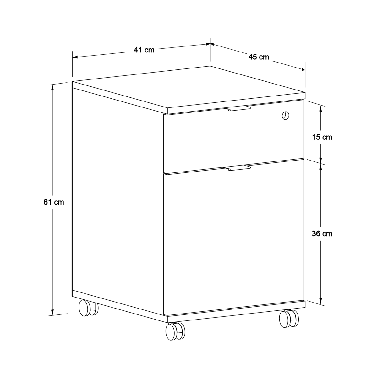 Corp Mobil Adore Rio Rollbox Office, usa, sertar cu cheie, 41x61x45 cm - Alb