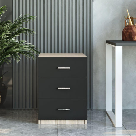 Corp Mobil - Birou - Rollbox 3 sertare, Stejar, 45 x 62 x 47 cm
