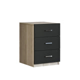 Comoda birou Rollbox, 3 sertare, 45x62x47 cm - Stejar