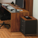 Corp mobil pe roti Oscar cu cheie, 3 sertare, nuc - antracit, 40x48x63 cm