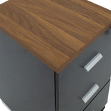 Corp mobil pe roti Oscar cu cheie, 3 sertare, nuc - antracit, 40x48x63 cm