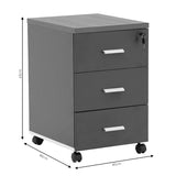 Corp mobil pe roti Oscar cu cheie, 3 sertare, nuc - antracit, 40x48x63 cm