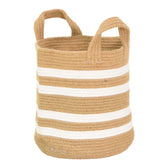 Accesoriu Decorativ Coș decorativ din bumbac și iuta Mibra, Bumbac-Iuta, 30x30 cm, Bej-Alb